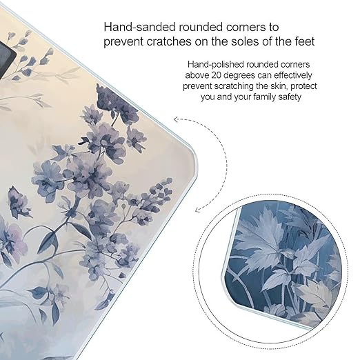 Purple Border Flowers Scale for Body Weight Smart Scales Digital Bathroom Scale High Precision Weighing Scales with Large Display Weighing Machine for People