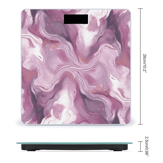Pearl Purple Marble Digital Bathroom Scale for Body Weight Weighing Scale with Backlit LCD Display High Precision Measurements &amp Measures Weight Up to 180kg
