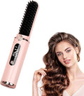 Cordless Hair Straightener Brush USB Rechargeable Portable Travel Hair Straightener with LED Display Screen 3-Speed Temperature Adjustable and Fast Heating Function for Travel Home(Pink)