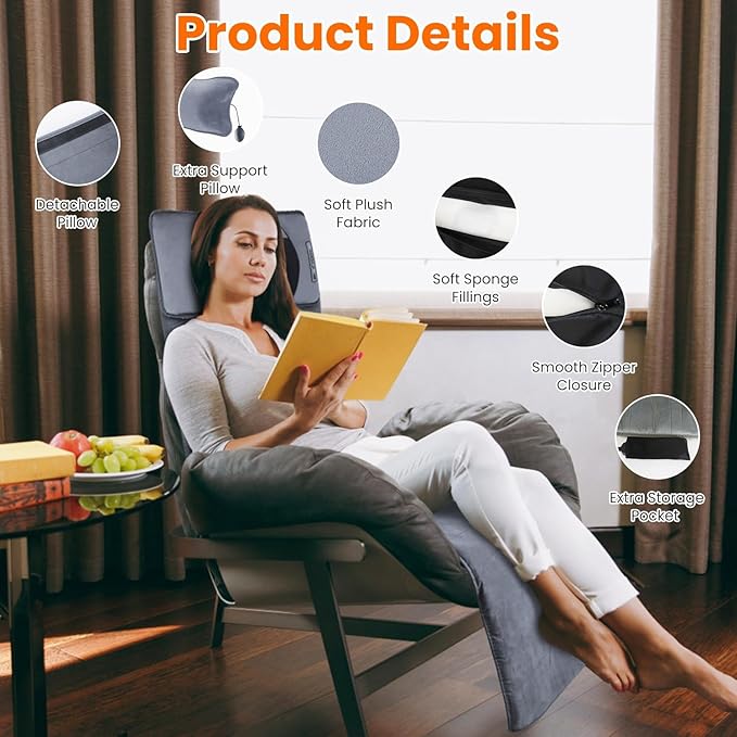 KOCASO Full Body Electric Massage Mat with Heat Vibration Massage Pad Cushion Back Massage Mattress Chair Pad with Neck Massage Pillow with 10 Vibration Motors Timer for Home Office/53.14*19.68 inch