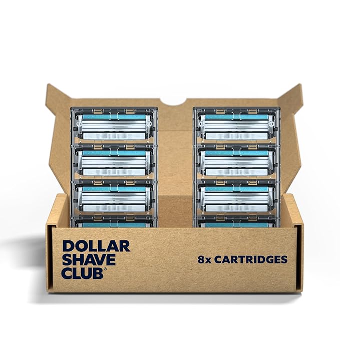 Dollar Shave Club 4-Blade Razor Refill Cartridges 8 Count and Shave Cream 2-Pack with Aloe and Oils