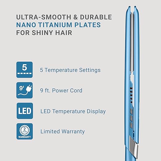 Nano Titanium Ultra-Sleek Hair Straightener Flat Iron for All Hair Types