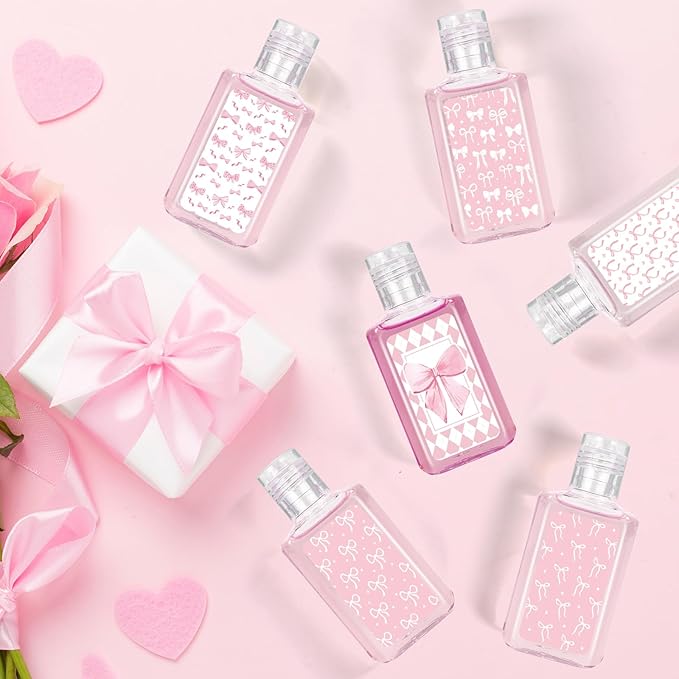50 Pcs Pink Bow Mini Hand Sanitizer Bulk Pink Coquette Bow Party Favors 1fl oz Travel Size Hand Soap for Bachelorette Wedding Christmas Birthday Baby Shower Party