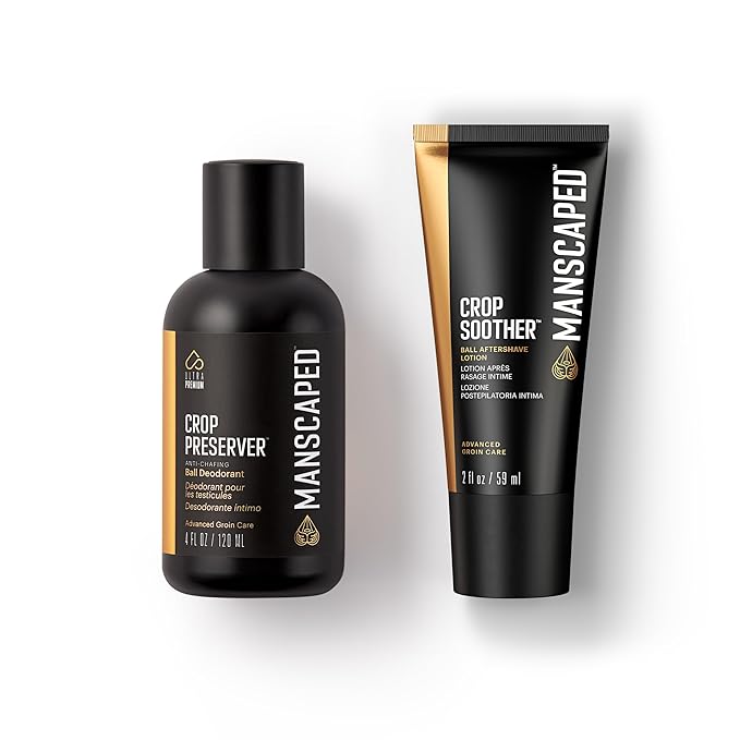 MANSCAPED® The Crop Preserver® &amp Crop Soother™ Men's Anti-Chafing Ball Deodorant with Cooling Aloe Vera &amp Groin Grooming Aftershave Lotion Infused with Colloidal Oats &amp Shea Butter