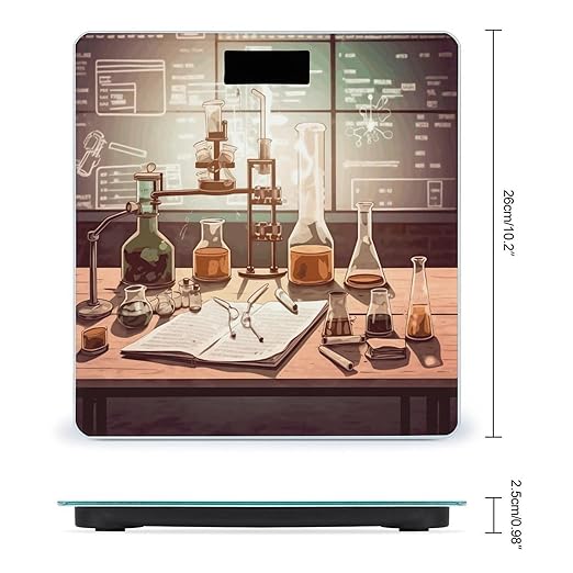 Chemistry Lab Bathroom Scale for Body Weight LCD Display Digital Bathroom Scale Tempered Glass Bathroom Weight Scales Fashion Smart Scales for Home Bedroom 400 Lb