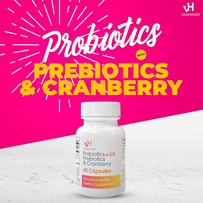 vH essentials Probiotics - 60 Capsules &amp Prebiotic PH Balanced Vaginal SuppositoriesBox Original Version 15 Count &amp Ph Balanced Daily Feminine Wash 6 Fl Oz (Pack of 1) 54306 Clear