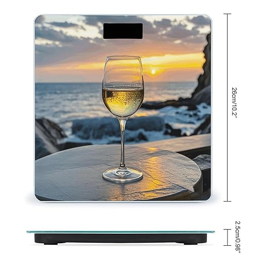 Sunset Wine Glass Weight Scale Cute Bathroom Scale for Body Highly Accurate Digital Weighing Machine for People Compact LCD Display Scales with Sturdy Toughened Glass Scales