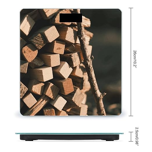 Rustic Wood Bathroom Scale for Body Weight LCD Display Digital Bathroom Scale Tempered Glass Bathroom Weight Scales Fashion Smart Scales for Home Bedroom 400 Lb