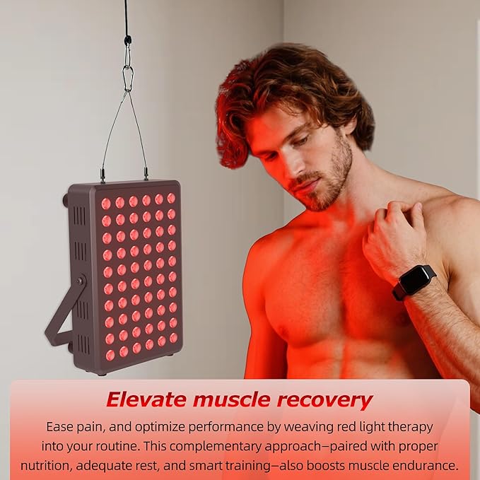 Red Light Therapy Panel for Body and Face 660nm Red 850nm and Near Infrared Panel Built-in Timer 60 LEDs High Power Promote Sleep Improve The Body Relieve Muscle Fatigue（E300-Black)