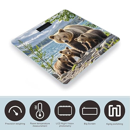 Mother Bear and Cubs Scale for Body Weight Smart Scales Digital Bathroom Scale High Precision Weighing Scales with Large Display Weighing Machine for People