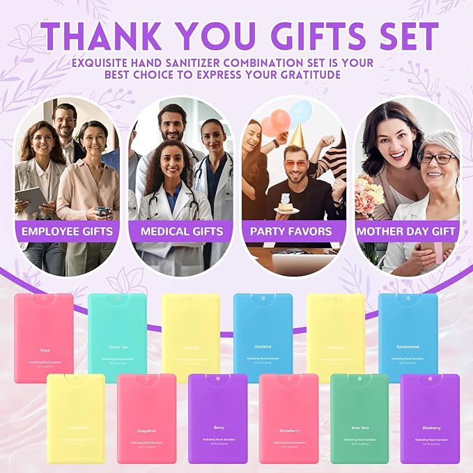 Frienda 48 Pcs Hydrating Hand Sanitizer Spray Bulk Easter Basket Stuffer Travel Size Power Mist Portable Hand Sanitizer Spray Appreciation Gift for Women Men Teacher Staff Friend Birthday Party Favor