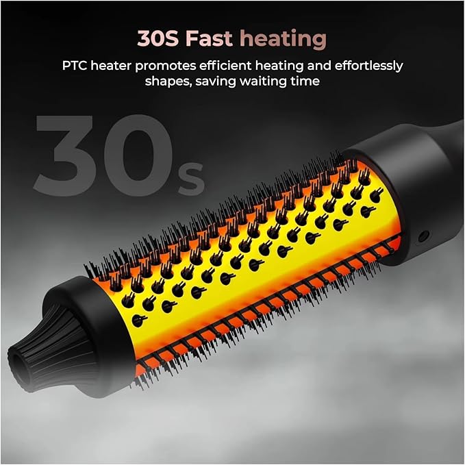 PTC Heated Curling Iron Brush 32mm -Scald Thermal Round Brush for Volumizing Curls at Home or Salon(US)