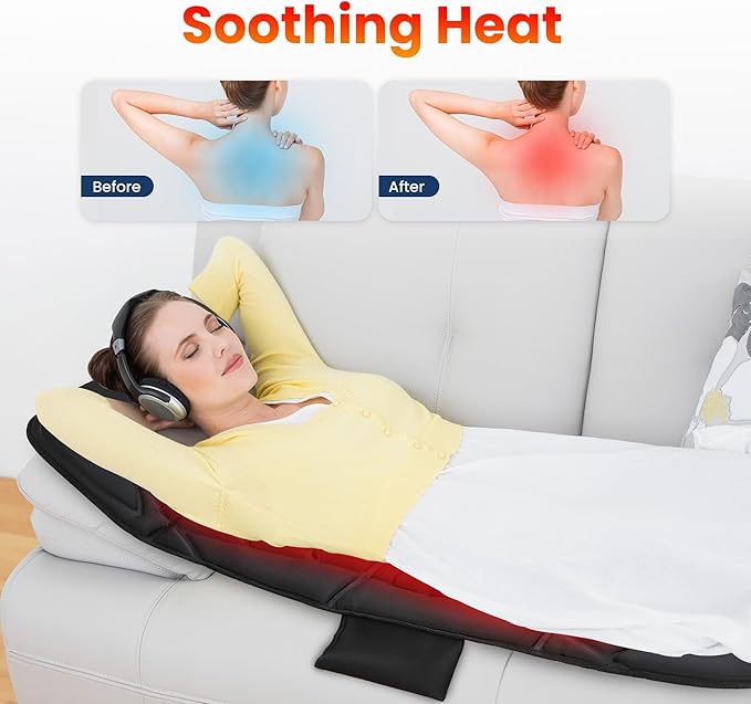 COMFIER Full Body Massage Mat with Heat 10 Vibration Motors 4 Heating Zones 30-Minute Auto Shut-Off Foldable Relaxation Pad for 3 Adjustable Intensity– Vibration Massage Only