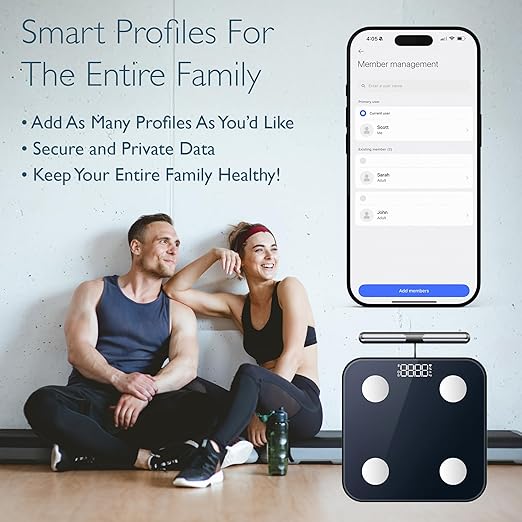 The Body Smart Scale: 8-Electrode Digital Scale with 40+ Measurements for Weight Fat BMI Muscle Mass - Full Body Composition 400 lbs Limit 4xAAA Batteries Included