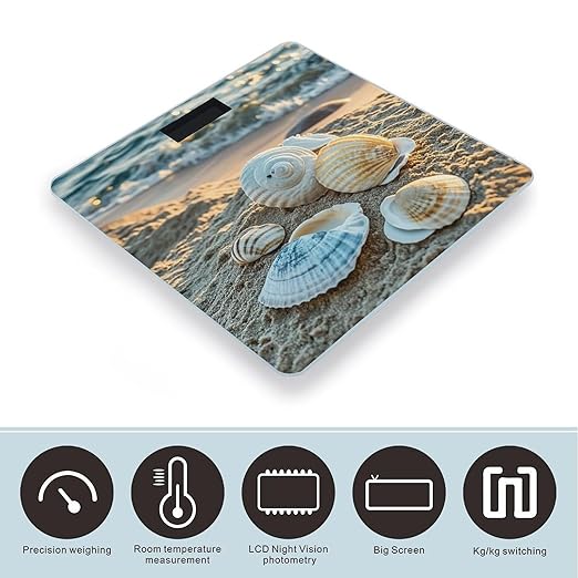 Sleep on Shells Scale for Body Weight Digital Bathroom Scale Toughened Glass High Precision Scales for Body Weight with Large LCD Backlight Display Weight Scales