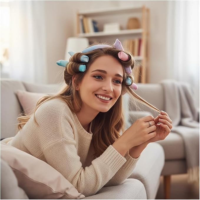 Heatless Hair Curler - Bendable Rubber Curling Iron for Effortless Curls | No Heat Silk-like Tie-dye Curling Tool(6pcs)