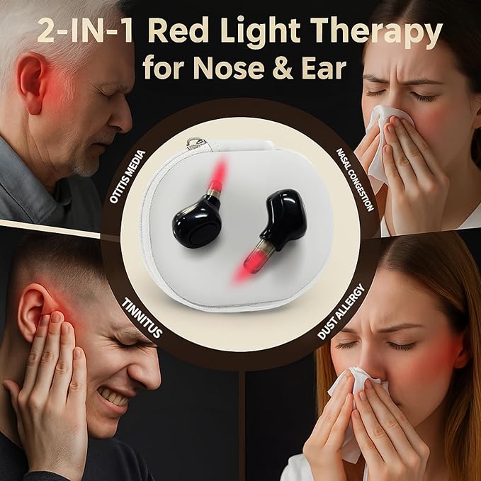 2026 Upgraded Red Light Device for Ears and Nose – 650nm LED Ear Wellness Device Hands-Free Design Lightweight &amp Portable for Home Work &amp Travel (Black)
