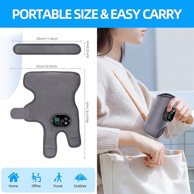 Cordless Ankle Massager with Heat and Vibration – 3 Vibration Levels 6 Heat Settings Rechargeable Auto Shut-Off Portable Foot Massager for Home Office Travel (Grey)