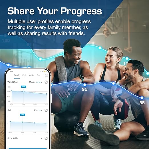 Active Era Digital Bathroom Bluetooth Scales Weight and Body Fat - Fit Track Scale Calculates BMI Body Fat Percentage Muscle Mass - Apple Health Google Fit &amp Fitbit Compatibility (Black)