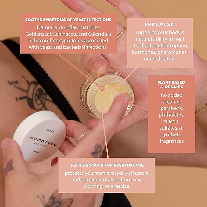 MOMOTARO APOTHECA Vaginal Moisturizer Organic Vulva Balm - Intimate Soothing Salve Vulvovaginal Dryness Odor Itching Burning Redness BV Menopause Irritability - Hormone Free pH Balance - 30ml