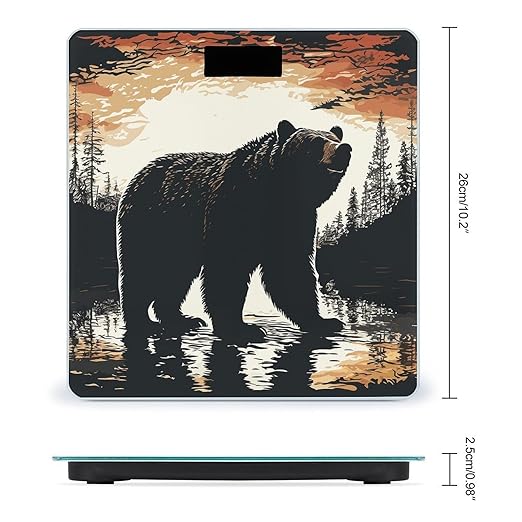 Bear Silhouette Digital Bathroom Scale for Body Weight with High Precision Digital Weighing Scale with BMI Clear LCD Display and Step-On Measures Weight Up to 180kg
