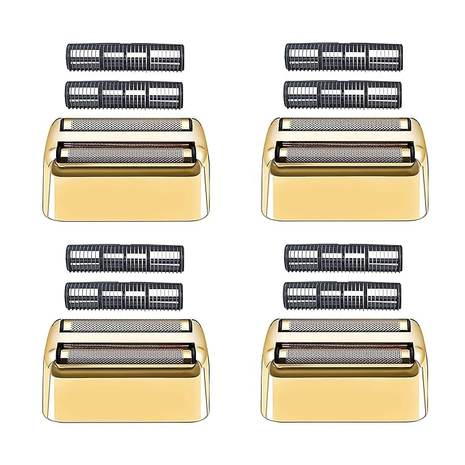 Replacement Foil and Cutters Compatible with BaBylissPRO Double Foil Shaver Replacement Foil Compatible with BaBylissPRO FXFS2 Shaver 4 counts (Gold)