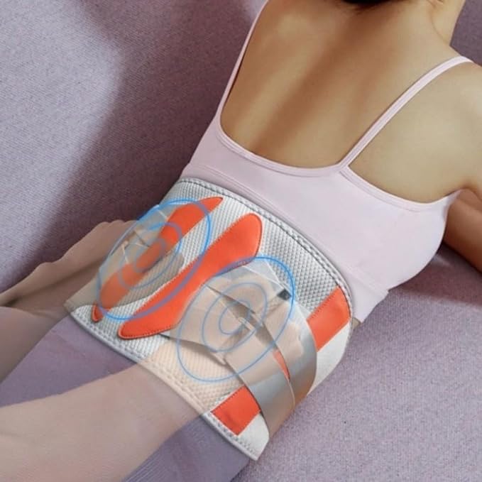 Belt Heated Waist Massager Belt Cordless Infrared Heating Pad Waist Warmer Massager Rechargeable Multi-Functional Relaxing Lumbar Massage Device (Gray)