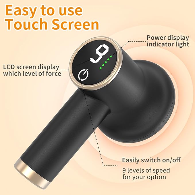 Electric Body Massager Portable Body Relaxing Machine Cordless Handheld Massager for Deep Relaxation 8 Massage Heads 1800mAh Battery 9 Modes for Body SPA Gift for Men Women Black