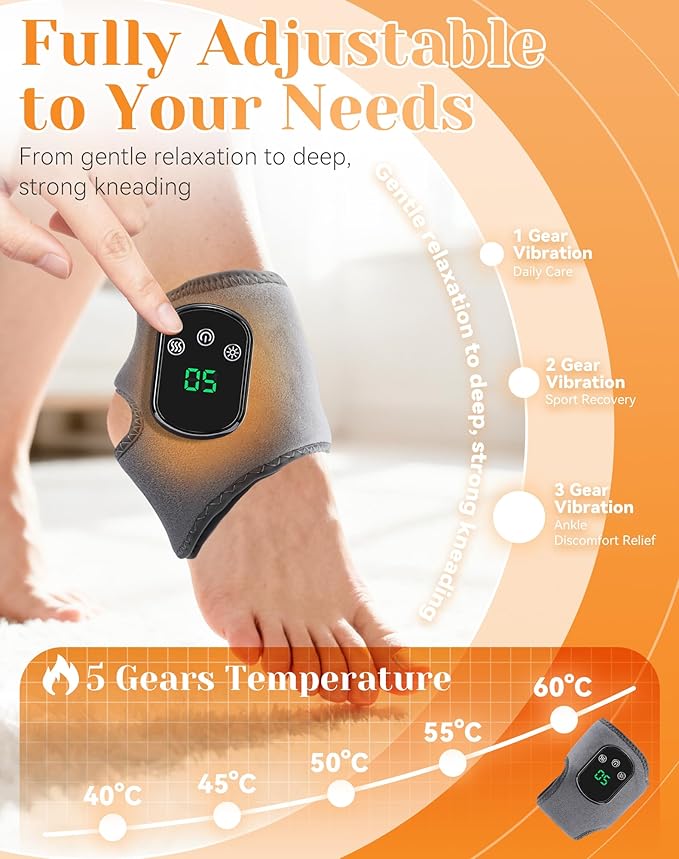 Triple Method Massager for Neuropathy - Heat Therapy 3D Shiatsu Kneading Air Compression Wireless 3 in 1 Massager with 5 Heat Levels &amp 3 Vibration Modes Travel &amp Home Use (2PCS)