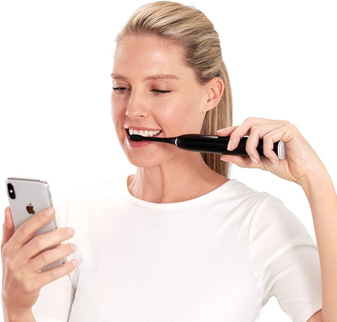 Blu Smart Electric Toothbrush Sonic Power Toothbrush with Interactive Live Tracking App for Adults (Black)