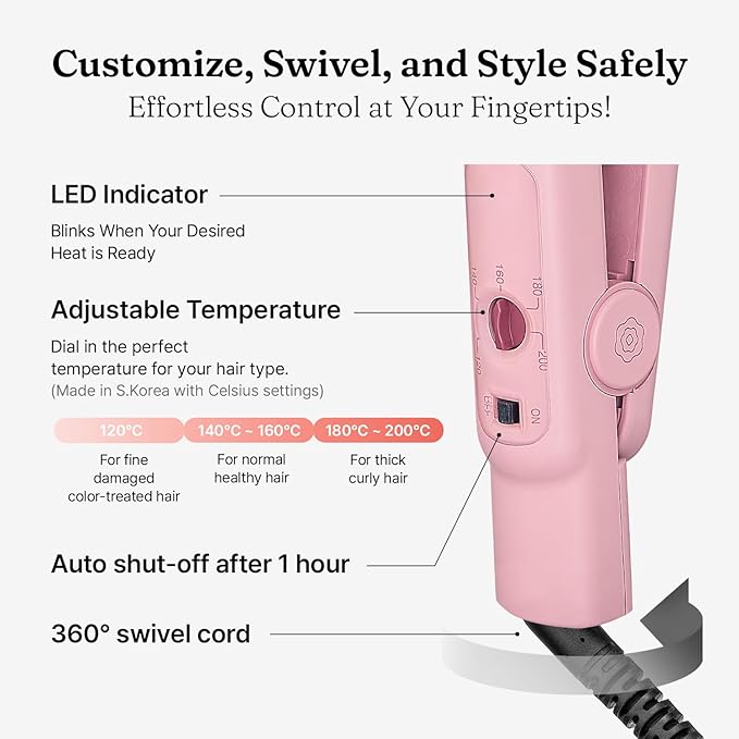 VODANA Professional Hair Irons Bundle Soft Bar Flat Iron 1.5inch Milktea Rose Heat Balance Blockingloss Scalp Tonic