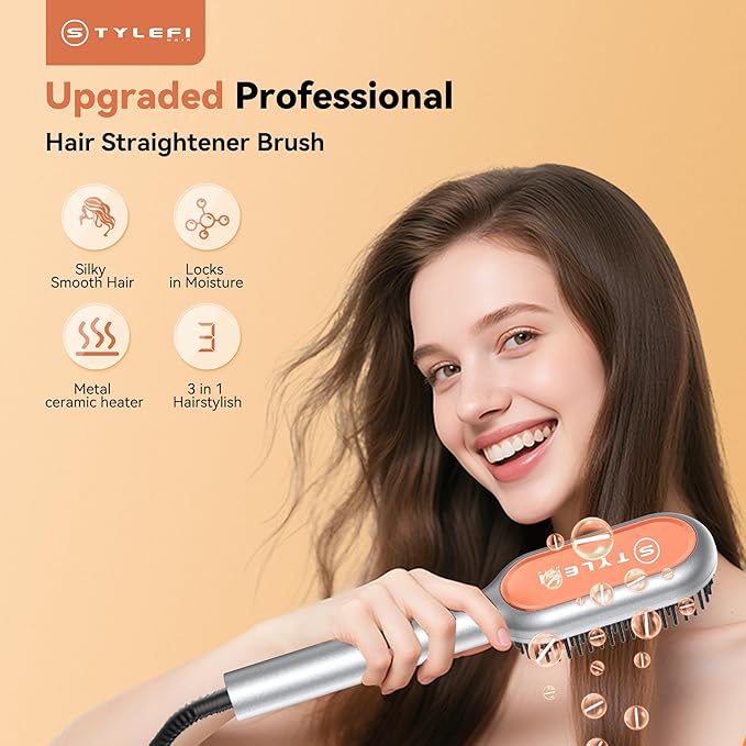 Tourmaline Ceramic Curling Iron for Long-Lasting Curls Heat Resistant GloveFlat Iron for Thick Curly HairHair Straightener Brush