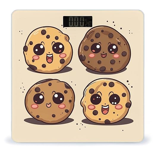 Chocolate Chip Cookies with Different Expressions Weight Scale Large Bathroom Scales Digital Weight with Bright LED Display Non Slip Automatic Weighing Scale Fashion Weighing Machine for Body