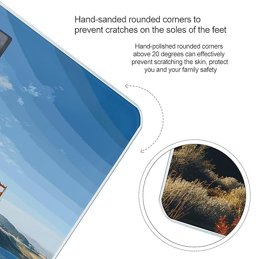 San Francisco Golden Gate Bridge Bathroom Scale Automatic Power On/Off Body Scales LCD Backlight Display Square Digital Scale Rounded Corners Bathroom Scales for Home Bedrooms