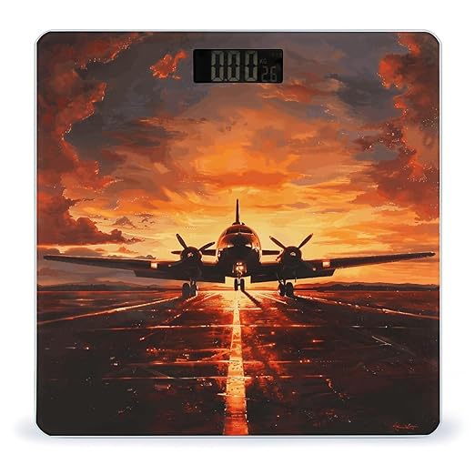 Aircraft Plane at Sunset Scale for Body Weight Smart Scales Digital Bathroom Scale High Precision Weighing Scales with Large Display Weighing Machine for People