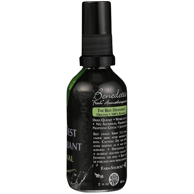 Benedetta The Best Deodorant Original - Organic &amp Biodynamic Natural Deodorant Spray for Men &amp Women - 100% Plant Based &amp Essential Oils - Paraben Free Aluminum Free - 2 oz (60 ml)