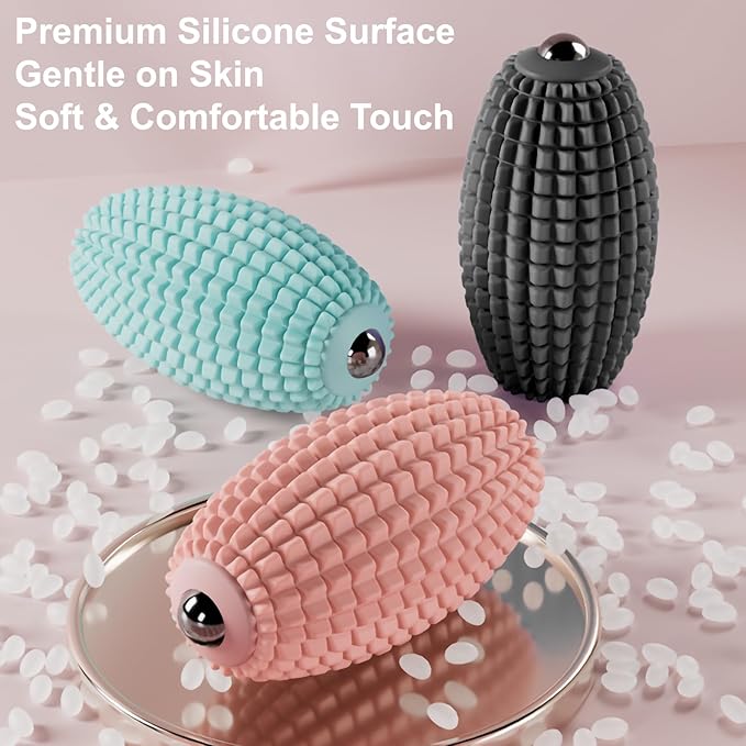 Vibrating Massage Ball for Plantar Fasciitis Silicone Trigger Point Myofascial Massage Ball Deep Tissue Roller for Back Neck Foot Muscle Recovery Hip &amp Psoas Release Tool (Blue)