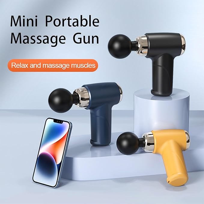 Mini Massage Gun Portable Handheld Massager with Wrist Strap Cordless Massager for Men Women Muscle Relaxation Full Body Massage Tool Rechargeable Lightweight Small Gold