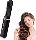 Cordless Hair Straightener Brush USB Rechargeable Portable Travel Hair Straightener with LED Display Screen 3-Speed Temperature Adjustable and Fast Heating Function for Travel Home