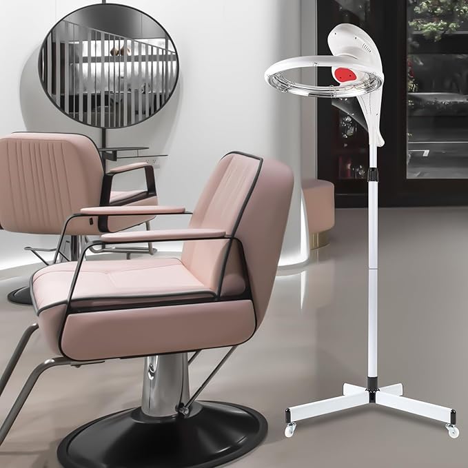Stand Hair Dryer Orbiting Rotating Hair Processor Perm Styling for Salon Home Use (White)