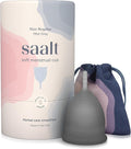 Saalt Soft Menstrual Cup – Reusable Period Cup – Made for Comfortable Leak-Free Protection Up to 12 Hours – BPA &amp Latex Free – Includes Cup &amp Carry Bag (Regular Grey)