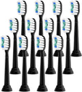 Compatible for Replacement Toothbrush Heads Compatible with Philips Sonicare Electric Brush Head 1100 2100 4100 5100 5300 6100 7500(Black-12 Pcs)
