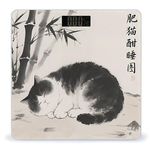 Fat Cat Weight Scale Large Digital Bathroom Scales with Bright LED Display Non Slip Digital Scale and Step On Fashion Weighing Machine for Body