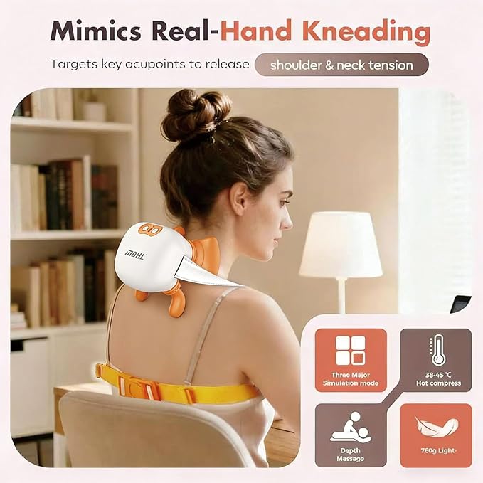 Shoulder and Neck Massager Bionic Heated Massager Neck Massager with Fingers 4D Kneading Massage Simulates a Real Palm Massage for Comfort Relax Muscle Tension
