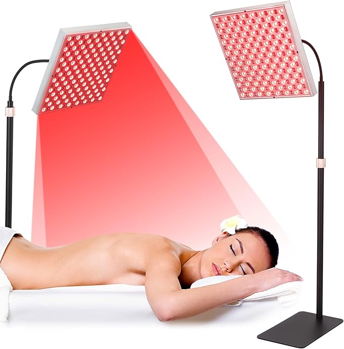 Large Panel Red Light Therapy Floor Lamp 225 LEDs Red Infrared Light Therapy Device for Full Body Home Use for Skin Rejuvenation Muscle Recovery and Joint Pain Relief
