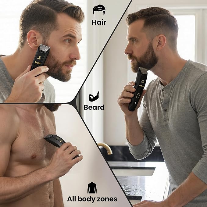 Men's Beard Trimmer - All-in-One Trimmer with Precision Dial - Premium Facial Hair Groomer - Adjustable 20 Length Setting USB Recharge Dock Cordless Waterproof Wet/Dry Clipper