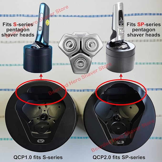Quick Cleaning Clean Pod QCP2.0 fits Philips SP-series pentagon shaver heads SP9830/SP9840/SP9841/SP9870/SP9871/SP9873/SP9879/SP9882/SP9883/SP9885/SP9886/SP9887/SP9888/SP9890