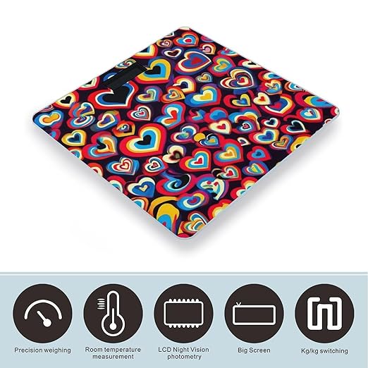 Women's Digital Bathroom Weighing Scale Automatic Switch Energy Saving Scale Smart Scale for Body Weight Tie Dye Trippy Love Heart