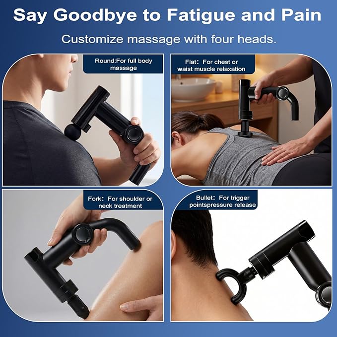Foldable Massage Gun with Upgraded Extension Handle 32 Speeds Massage Gun Deep Tissue - Back Massager for Pain Relief Deep Tissue Muscles/Neck/Shoulders/Waist/Legs Massager