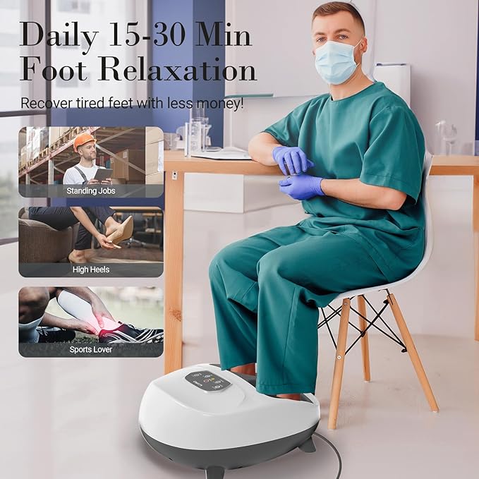 Foot Massager with Heat FSA Eligible HSA Upgraded Full Feet Shiatsu Massage for Neuropathy Remote Control Multi-Level Settings for Plantar Fasciitis Birthday Day Gifts for Women Men(White)